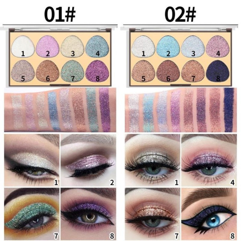 MISS ROSE 8 Colors Glitter Eyeshadow Palette (NEW)