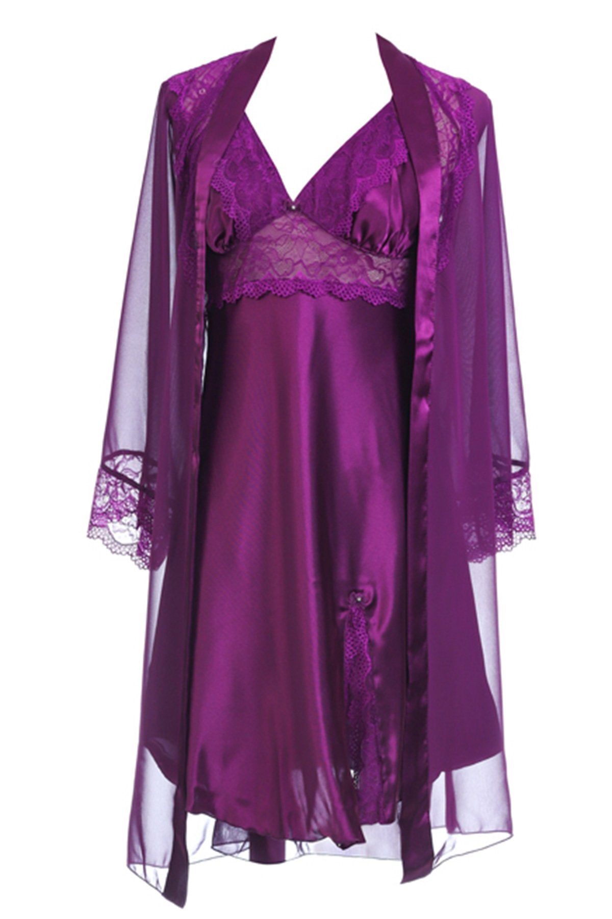 BLS - Heloise Silk And Chantilly Nighty - Purple