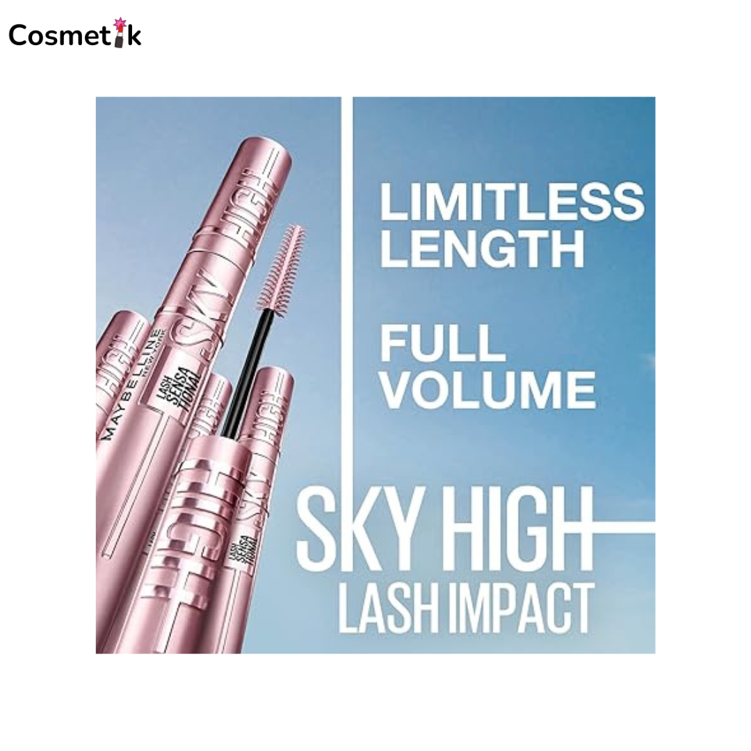 Maybelline New York Mascara, Volumizing & Lengthening Mascara, Washable Flake-Free Formula With Bamboo Extract & Fibres, Lash Sensational Sky High, Black