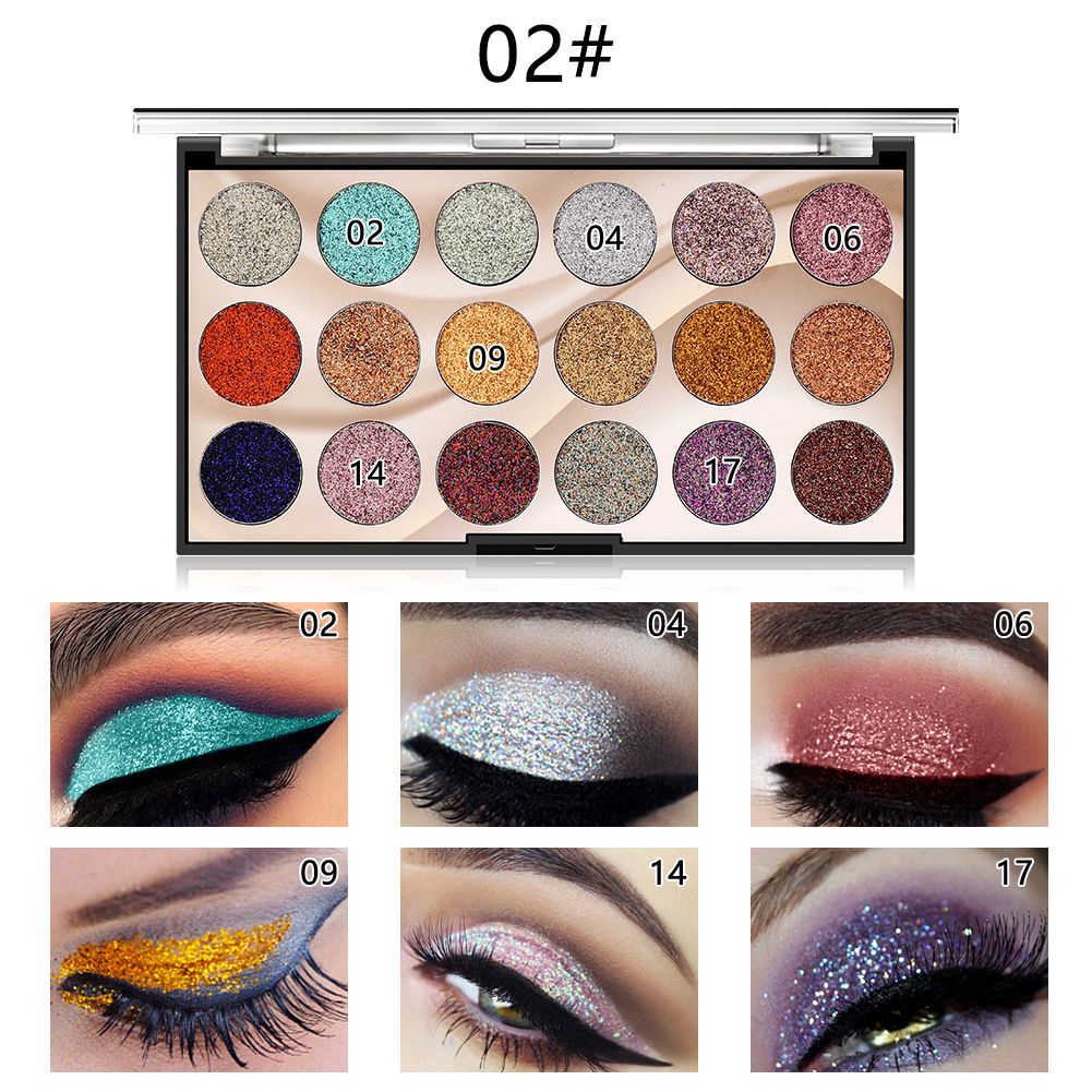 MISS ROSE 18-Color Sequin Glitter Eyeshadow Palette