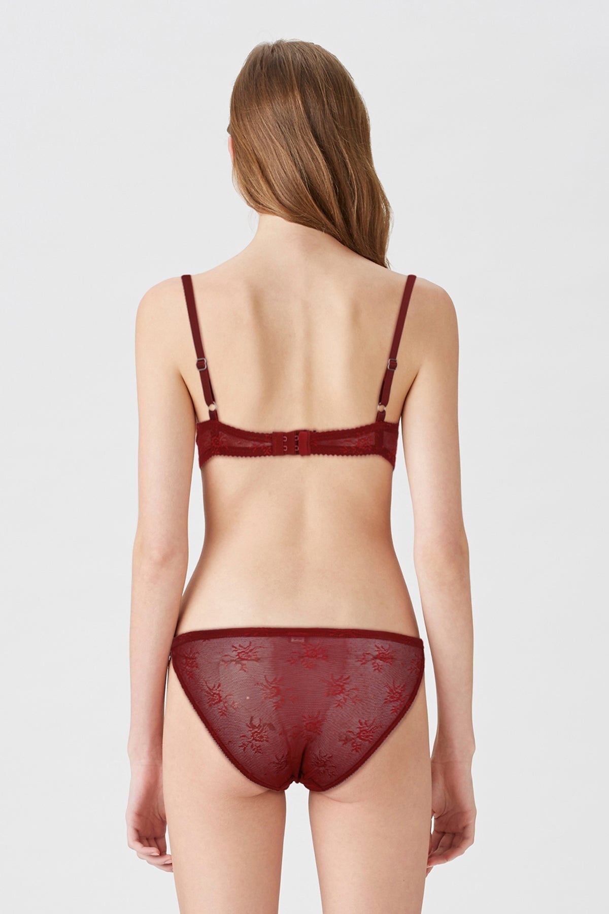 BLS - Antona Wired And Pushup Lace Bra Set - Burgundy