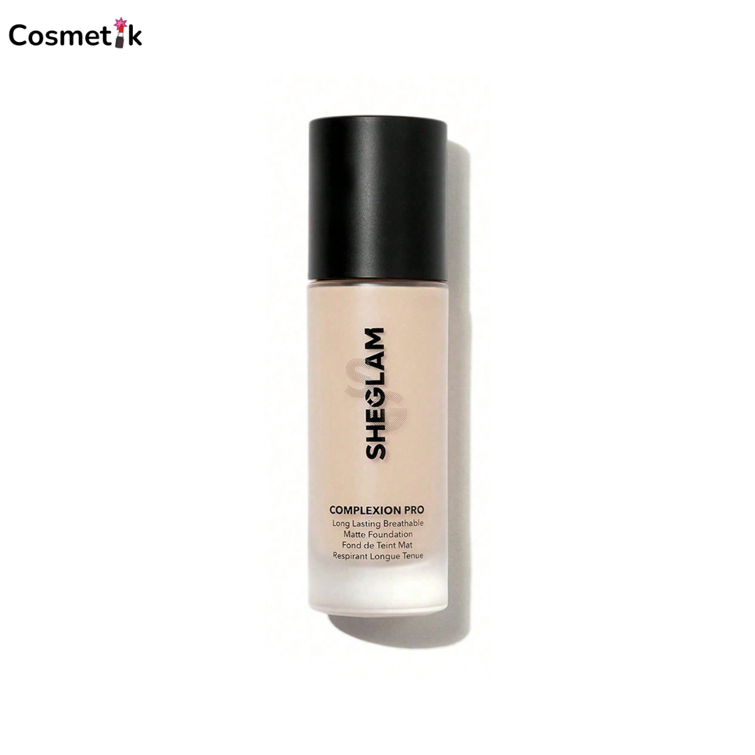 She-Glam Complexion Pro Long Lasting Breathable Matte Foundation "Fair Beige/Beige" Sweatproof Oil Control Full Coverage Poreless Concealer Waterproof Flawless, 30ml)