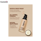 She-Glam Complexion Pro Long Lasting Breathable Matte Foundation "Fair Beige/Beige" Sweatproof Oil Control Full Coverage Poreless Concealer Waterproof Flawless, 30ml)