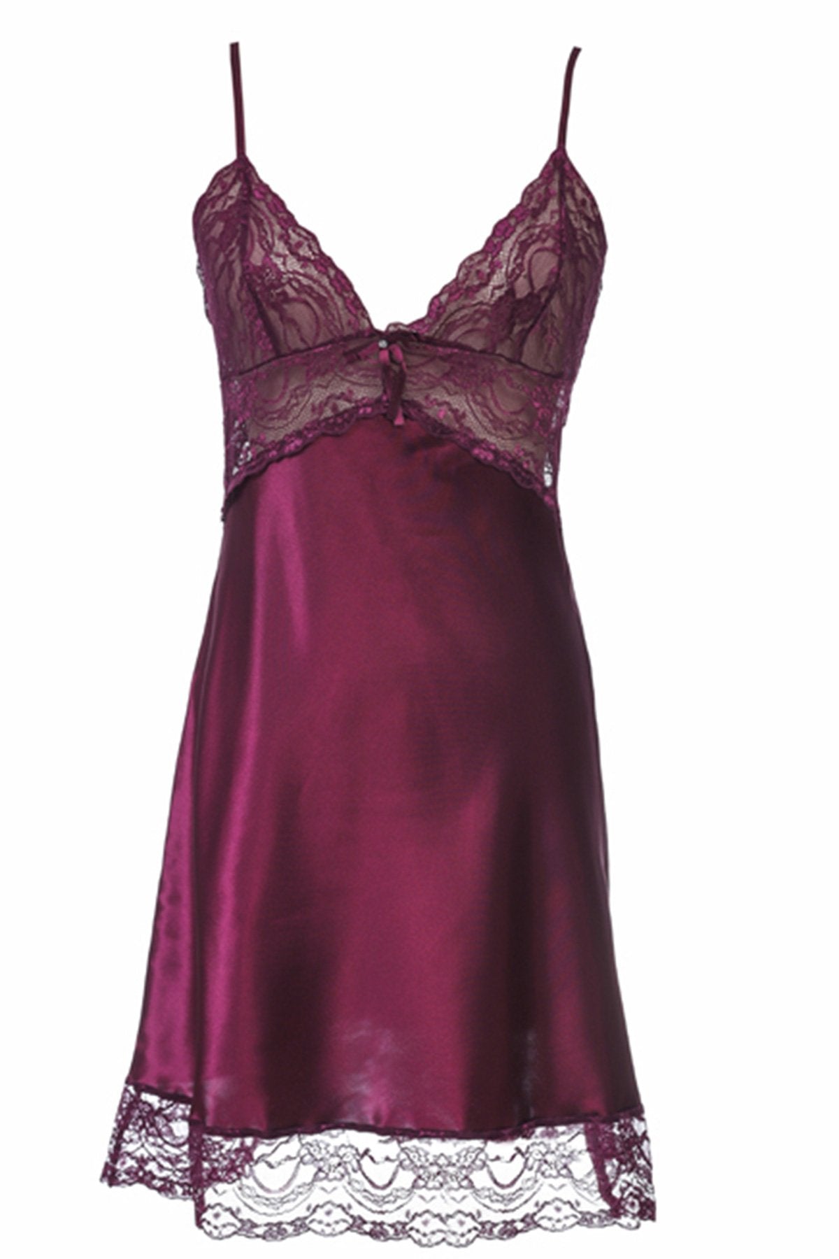 BLS - Hannie Silk And Chantilly Silk Slip - Purple