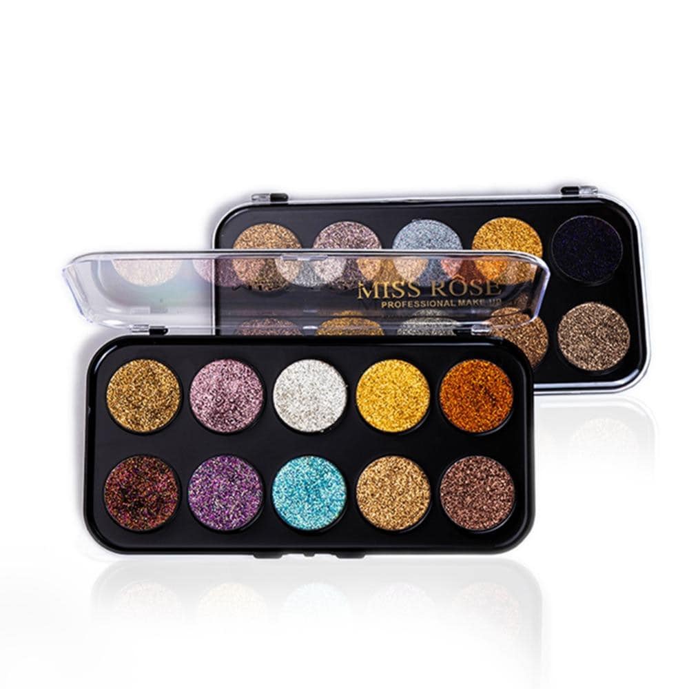 MISS ROSE 10 Colors Glitter Eyeshadow Palette