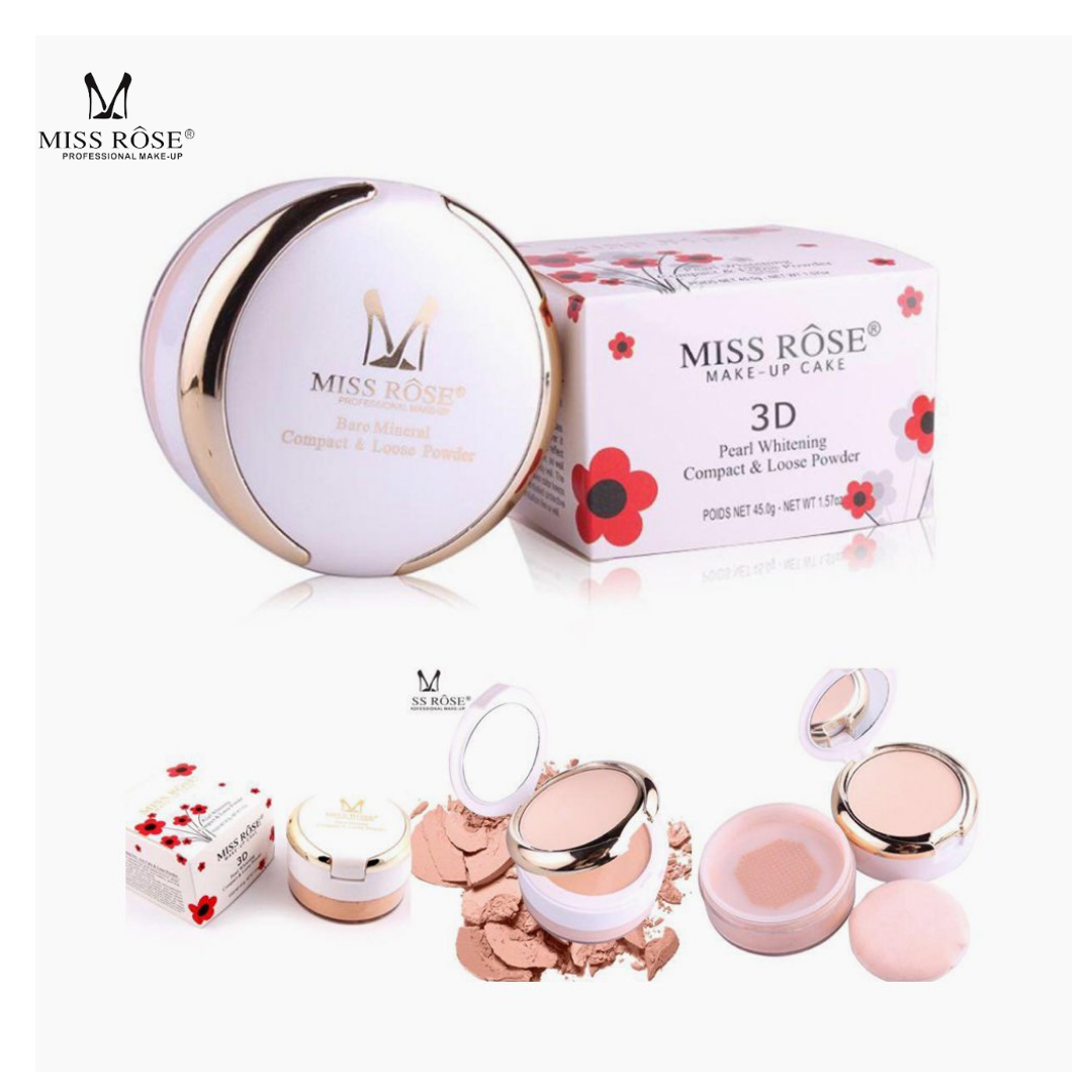 MISS ROSE 3D PEARL WHITENING COMPACT POWDER & LOOSE POWDER