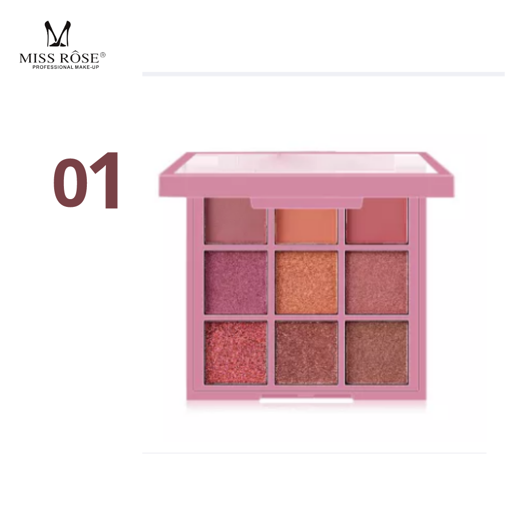 MISS ROSE 9 Colors Matte Pearlescent Powder Eyeshadow Palette