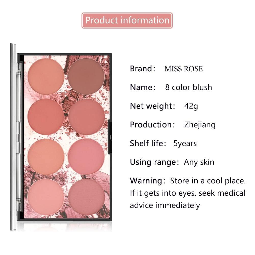 8 Colors MISS ROSE Blush Palette