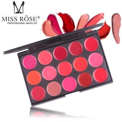 Miss Rose 15 Color Lipstick Matte Lip Cream Palette