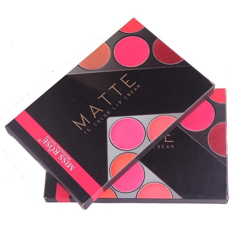 Miss Rose 15 Color Lipstick Matte Lip Cream Palette