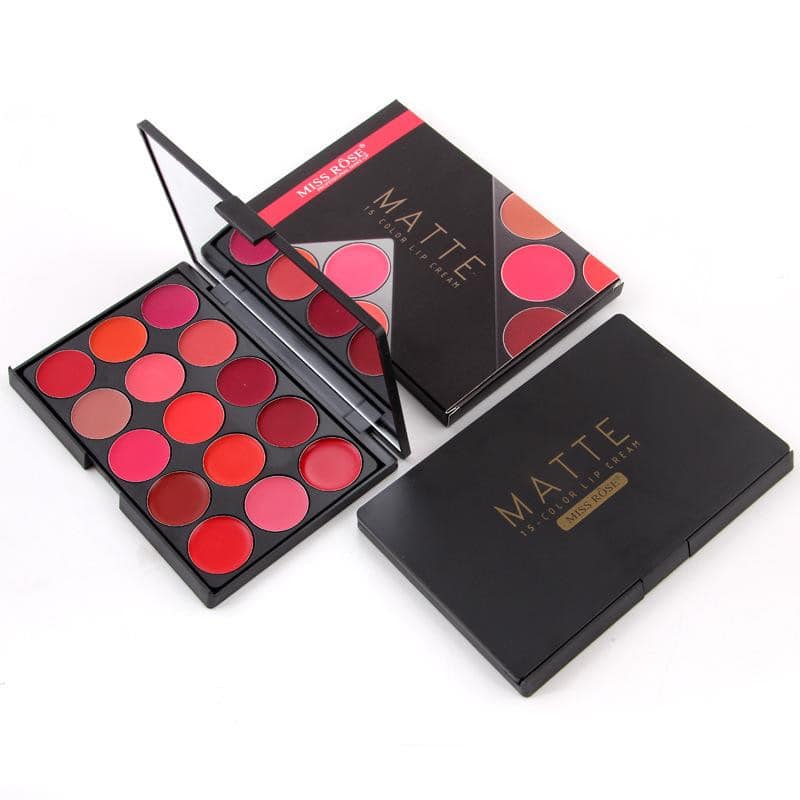 Miss Rose 15 Color Lipstick Matte Lip Cream Palette