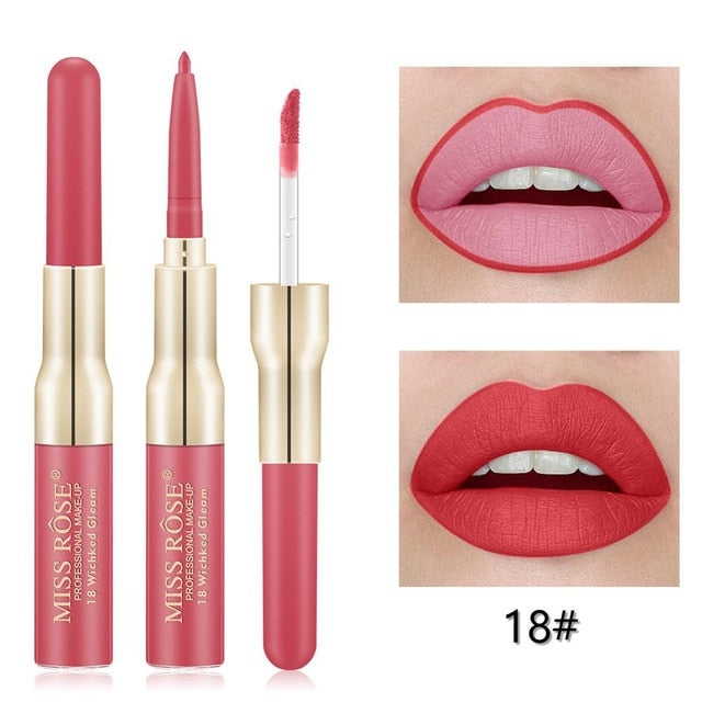 Miss Rose Matte lip Gloss + Liner 2 in 1