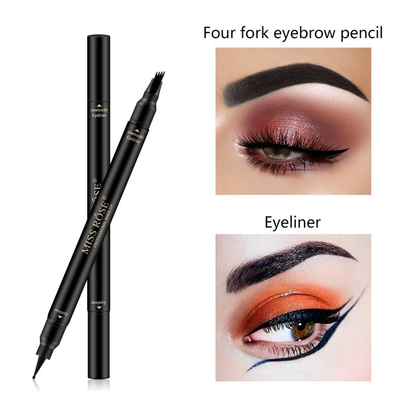 MISS ROSE Double Head 4 Fork Eyebrow Pencil 2 in 1 Black