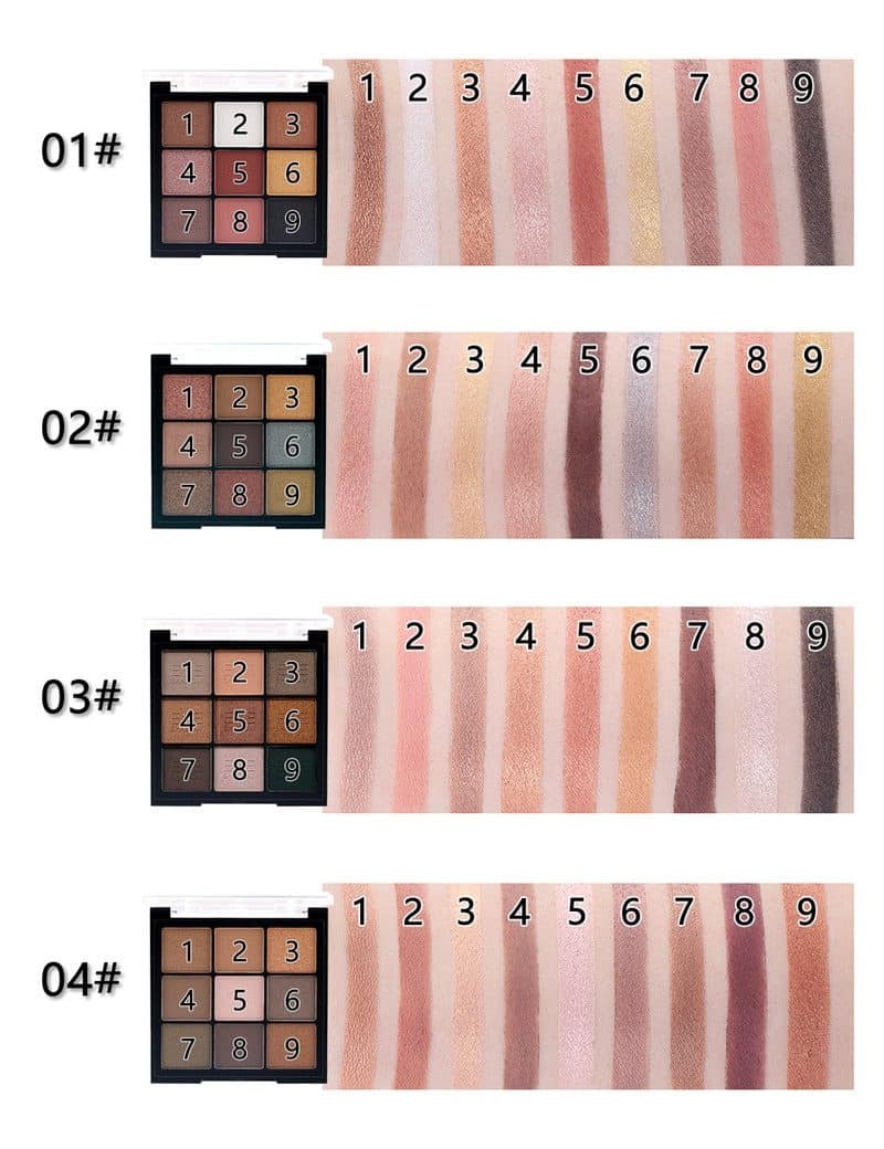 MISS ROSE 9 Color Pearlescent Matte Eyeshadow Palette