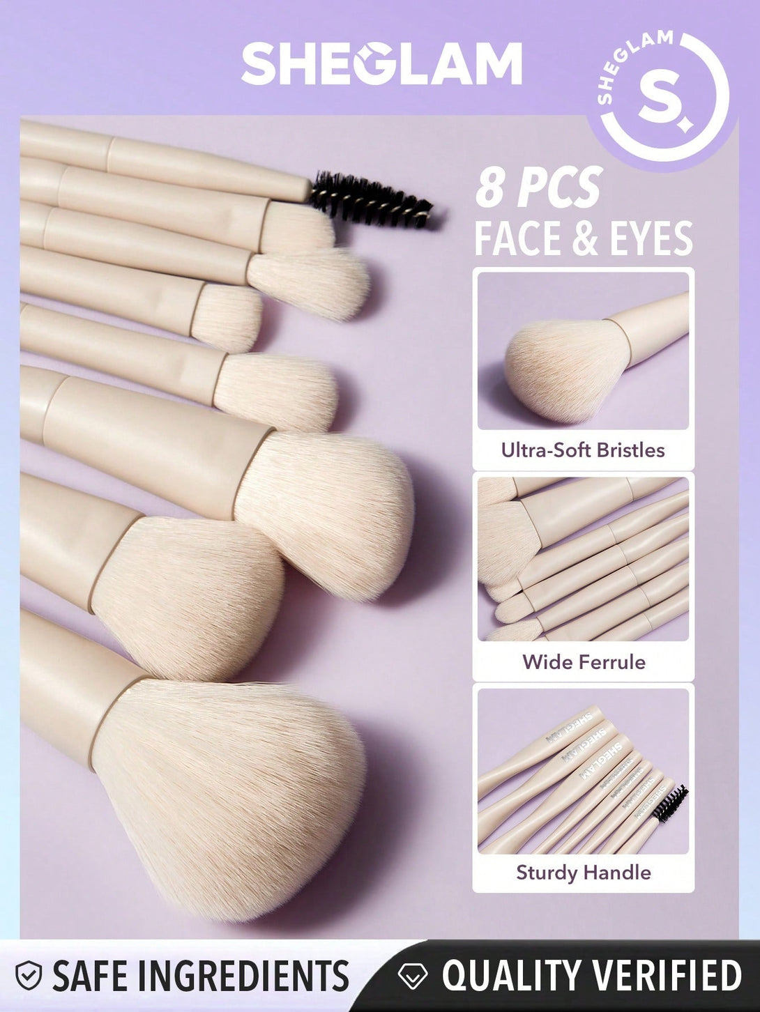 SHEGLAM Pro Core Brush Kit 8 Pcs/Set Professional Makeup Brushes Set